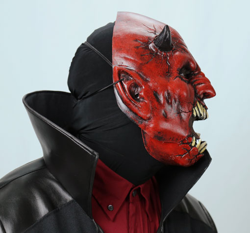 black color spandex hood with demon mask