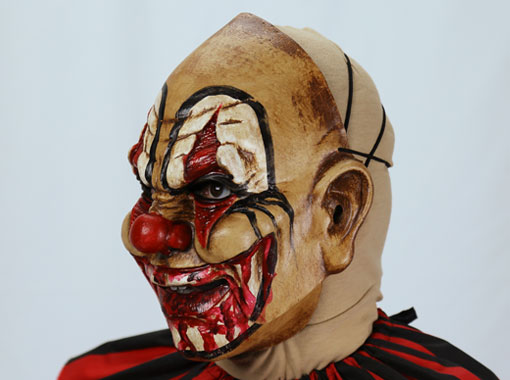 flesh color horror hood shown under clown mask