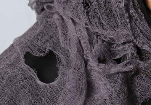 deluxe monster cowl distressed cheesecloth fabric detail