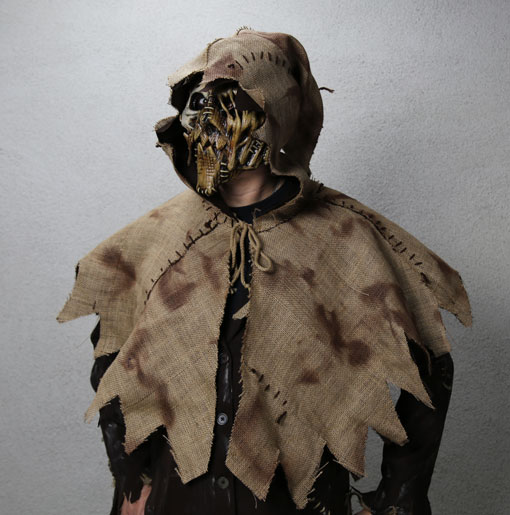 distressed burlap scarecrow hood
