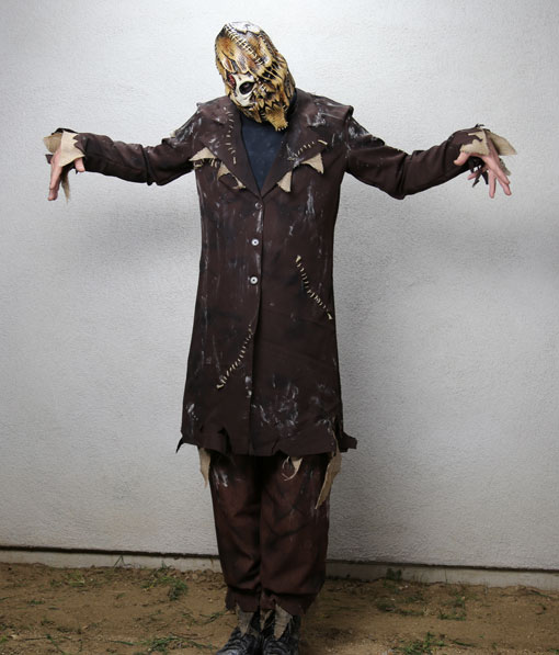 scarecrow costume with tattered burlap