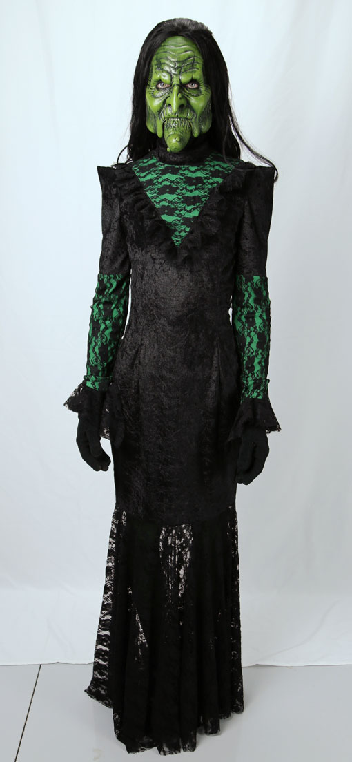 velvet dress with pointed shoulders