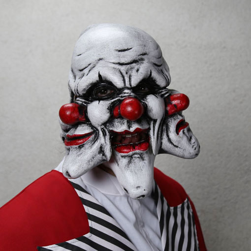 trippy the three face clown mask