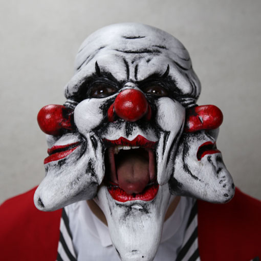 trippy the three face clown mask